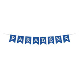 Faixa Decorativa Bandeirola - Parabéns Azul E Prata