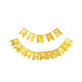 Faixa Decorativa Feliz Aniversário Dourada Com Glitter 1 Uni