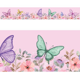 Faixa Infantil Border Papel Parede Flores Borboletas 2 Unid