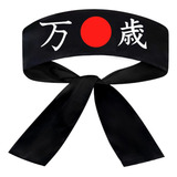 Faixa Japonesa Hachimaki Para Sushiman Banzai Viva - Preto
