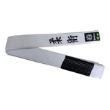 Faixa Jiu Jitsu Shiroi Bordada Branca Ponta Preta