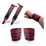 Faixa Joelho Elástica Top + Munhequeira Crossfit Faixa Pulso