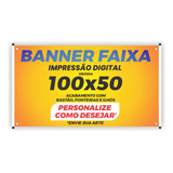 Faixa Lona Banner Personalizado 100x50 Bastão