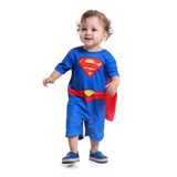 Fantasia Bebe Superman Heroi Macacao Super Homem Infantil
