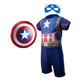 Fantasia Capitão América Com Máscara E Escudo Infantil