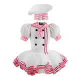 Fantasia Chef De Cozinha Para Bebê Feminina C/ Chapéu Master