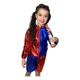 Fantasia Da Arlequina Infantil Harley Quinn C/ Casaco E Taco