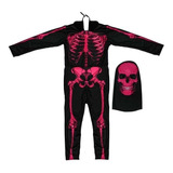 Fantasia Esqueleto Rosa Neoan Infantil Halloween Pra Menina
