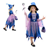 Fantasia Halloween Bruxinha Azul Infantil Dia