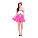 Fantasia Hello Kitty Adulto Original Com Tiara Envio 24 Hrs