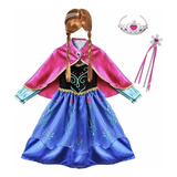 Fantasia Infantil Anna Frozen + Peruca E Acessórios