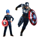 Fantasia Infantil Capitão América + Mascara + Escudo