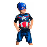 Fantasia Infantil Curta Com Enchimento Capitão América