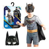 Fantasia Infantil Herói Batman C/ Capa E Máscara Tam. M
