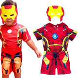 Fantasia Infantil Homem De Ferro Heróis Curta Com Máscara 