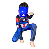 Fantasia Infantil Longa Capitão America Enchimento E Máscara