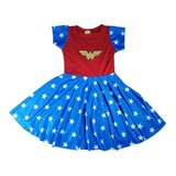 Fantasia Infantil Mulher Maravilha Vestido Capa E Acessórios