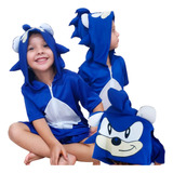 Fantasia Infantil Sonic Azul Curta Roupa