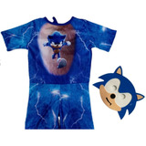 Fantasia Infantil Sonic Roupa Infantil Jogos Festa Carnaval