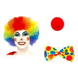 Fantasia Kit Palhaco Peruca Nariz E Gravata Kit Engraçado