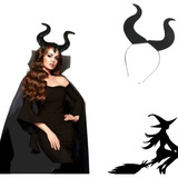Fantasia Malévola Capa + Tiara De E.v.a Adulto Halloween