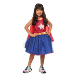 Fantasia Mulher Star Infantil Estilo Maravilha Vestido Capa