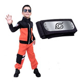 Fantasia Naruto Uzumaki Cosplay Infantil + Bandana Brinde