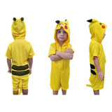 Fantasia Pikachu Infantil Amarelo Kigurumi Envio