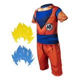 Fantasia Roupa Infantil Goku Máscara Dragon Ball Z Ou Super