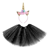 Fantasia Saia Tule Tutu Infantil Carnaval Unicórnio + Tiara 