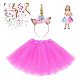 Fantasia Saia Tule Tutu Infantil Carnaval Unicórnio + Tiara 