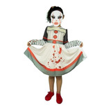 Fantasia Terror Feminina Infantil Palhaço Halloween +máscara