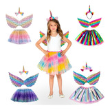 Fantasia Unicórnio Infantil Menina Aniversario Festa Kit 3