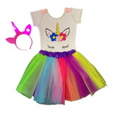 Fantasia Unicórnio Menina Infantil Com Saia De Tule E Tiara