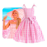 Fantasia Vestido Barbie Infantil Rosa Festa Halloween Luxo