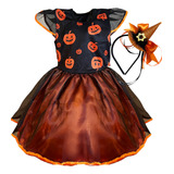 Fantasia Vestido Bruxa Luxo Roupa Infantil Criança Halloween