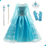 Fantasia Vestido Da Frozen Elsa Acessórios Princesa Infantil