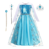 Fantasia Vestido Infantil Elsa Fronzen Com Capa E Acessórios