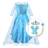 Fantasia Vestido Infantil Elsa Frozen Com