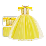 Fantasia Vestido Infantil Princesa Bela E A Fera Luxo +tiara