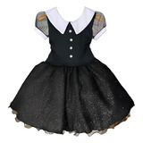Fantasia Vestido Infantil Wandinha Addams Vandinha Oferta