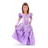 Fantasia Vestido Sofia Princesa Luxo Infantil Coroa Luvas 