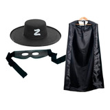 Fantasia Zorro Capa, Chapéu E Máscara Feminino/masculino 3pç