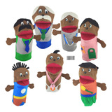 Fantoche De Mão 25cm Kit Com 7 Personagens Família Negra