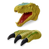 Fantoche + Garra De Mão Dinossauro Tiranossauro Rex Verde 