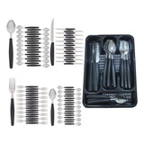 Faqueiro 72 Pçs Aço Inox C/ 3 Porta Talheres Berlim Preto