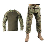 Farda ( Calça + Camiseta Tática ) Bélica Airsoft Multicam