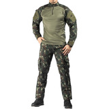 Farda Tática Preta Combat Shirt + Calça Airsoft Militar
