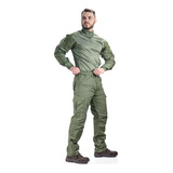 Farda Verde Oliva Airsoft + Calça 8bolsos Militar Lisa Cargo
