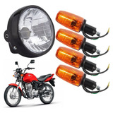 Farol Bloco Completo + 4 Seta Pisca Honda Titan 125 00 - 08